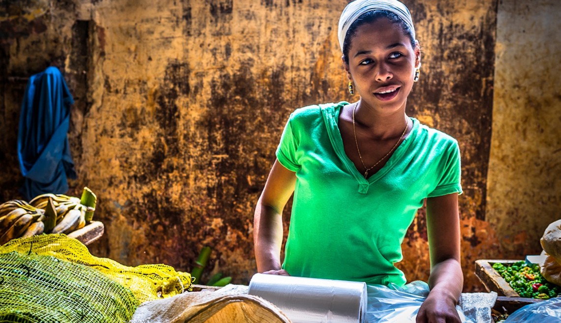 Woman in an Indoor Market