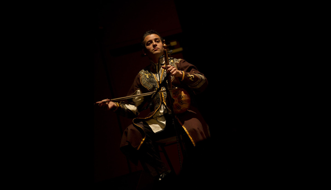 Imamyar Hasanov plays the kamancha at the San Francisco World Music Festival.