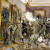 Painting; December 1918; Ivan Alekseevich Vladimirov papers, Hoover Institution Archives. In this painting, one of the rooms in the Winter Palace in Petrograd is vandalized by revolutionaries. Vladimirov, commissioned by Hoover curator Frank Golder to create paintings depicting scenes of daily life in Russia, illustrates a grim world wherein the realities of everyday life are in stark contrast to Bolshevik propaganda.