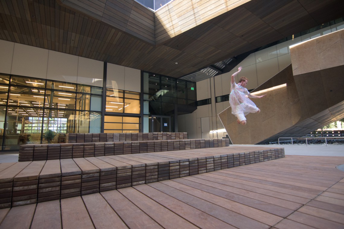 Male dancer in midair leap.
