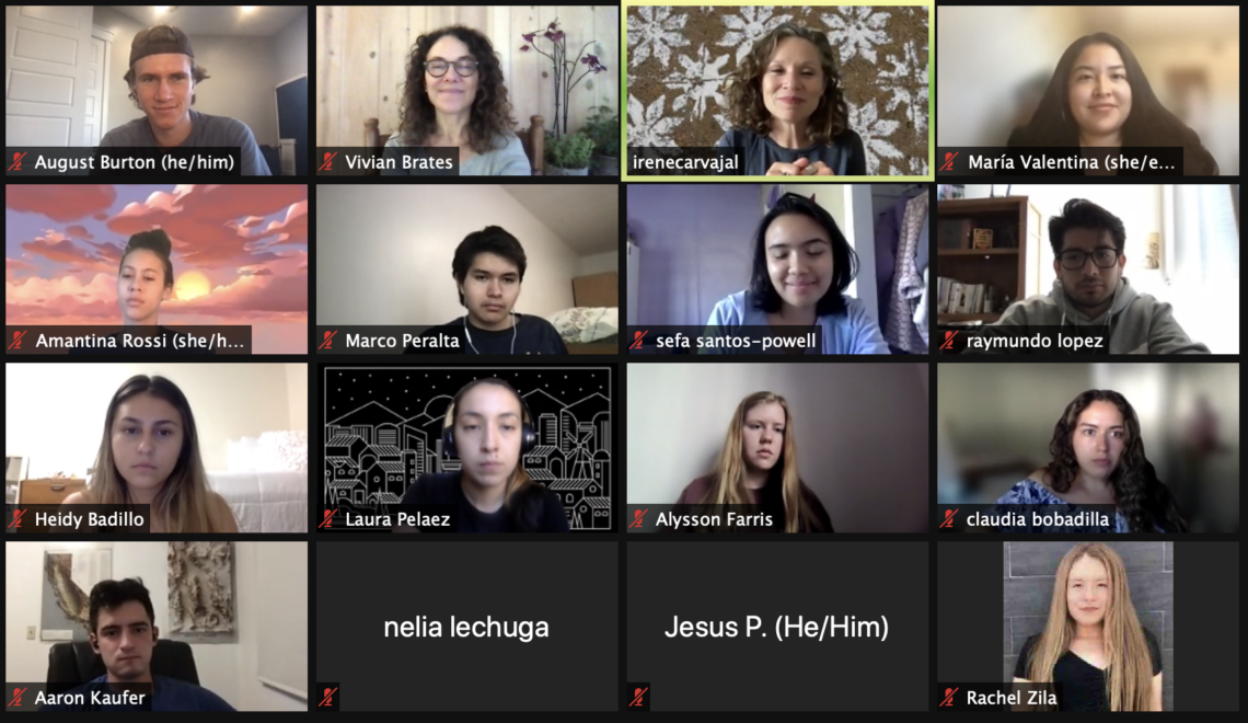 16 Zoom boxes of students