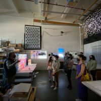 Students in Light, Color & Space (CEE 32F) tour artist Jim Campbell’s studio in San Francisco.