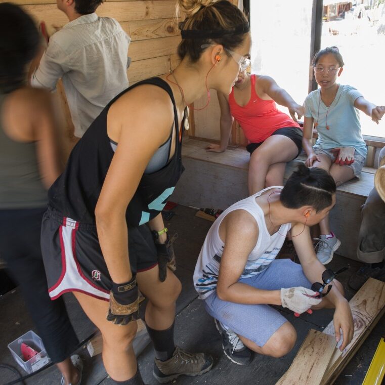 Artist - and students build a traveling art studio that can be towed from site to site behind a vehicle.
(Pictured: Tori Parrish. Photo by Linda A. Cicero)