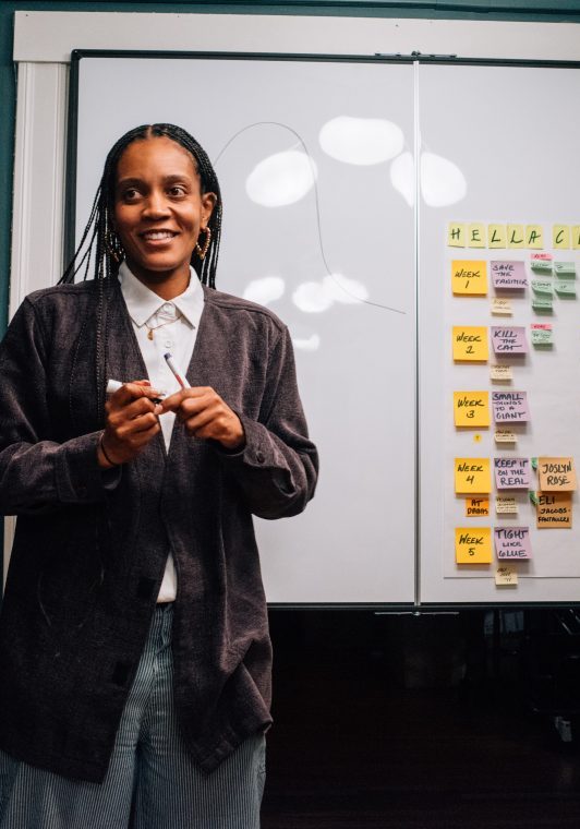Poet and screenwriter Chinaka Hodge taught screenwriting basics in the course, "Hella Cinematic: The Radical Impact of the Bay Area on Film."
